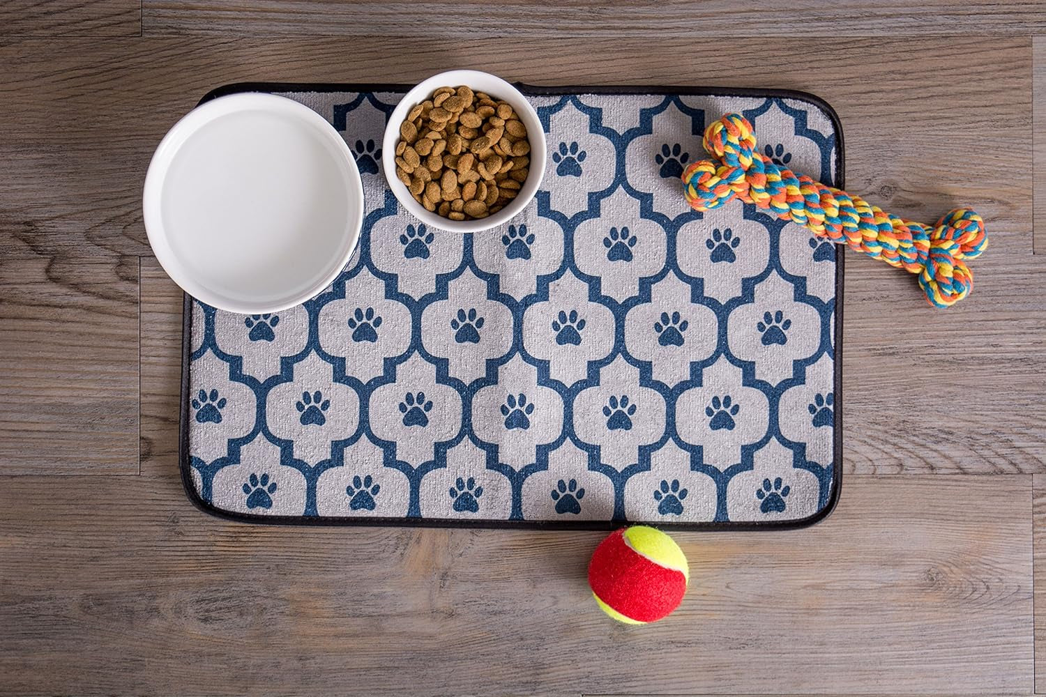 Paw & Patch Ceramic Pet Collection, Large Set, 7.5X2.4", Nautical Blue, (Pack of 2)