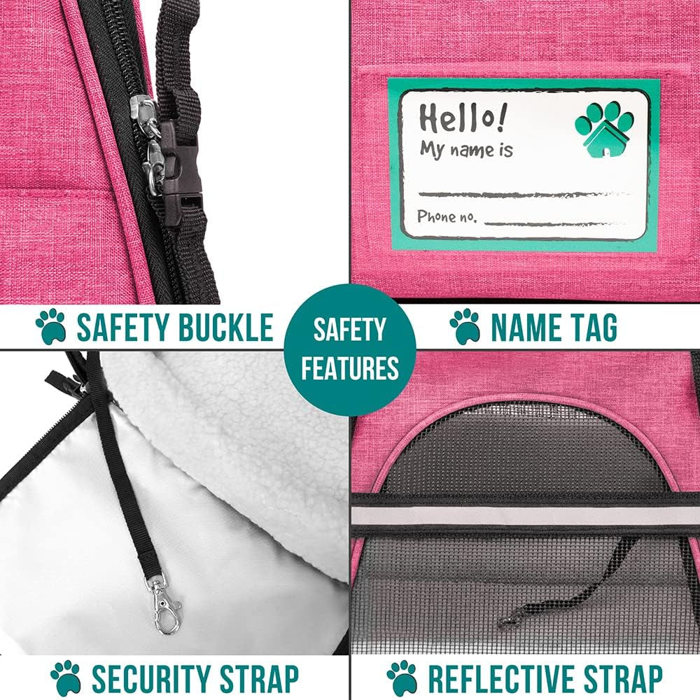 Airline Approved Pet Carrier for Cat, Soft Sided Dog Carrier for Small Dog, Cat Travel Supplies Accessories Indoor Cat, Ventilated Pet Carrying Bag Medium Large Kitten Puppy, Large Heather Pink