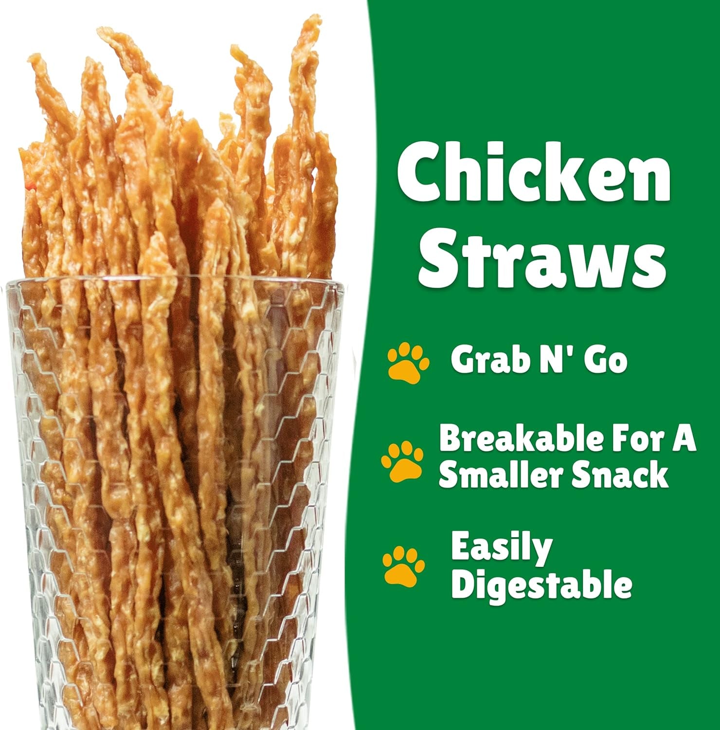 Chicken Jerky Straws – All Natural Chicken Jerky Dog Treats, Dog Chews Made with Lean Chicken Breast (8 Oz)