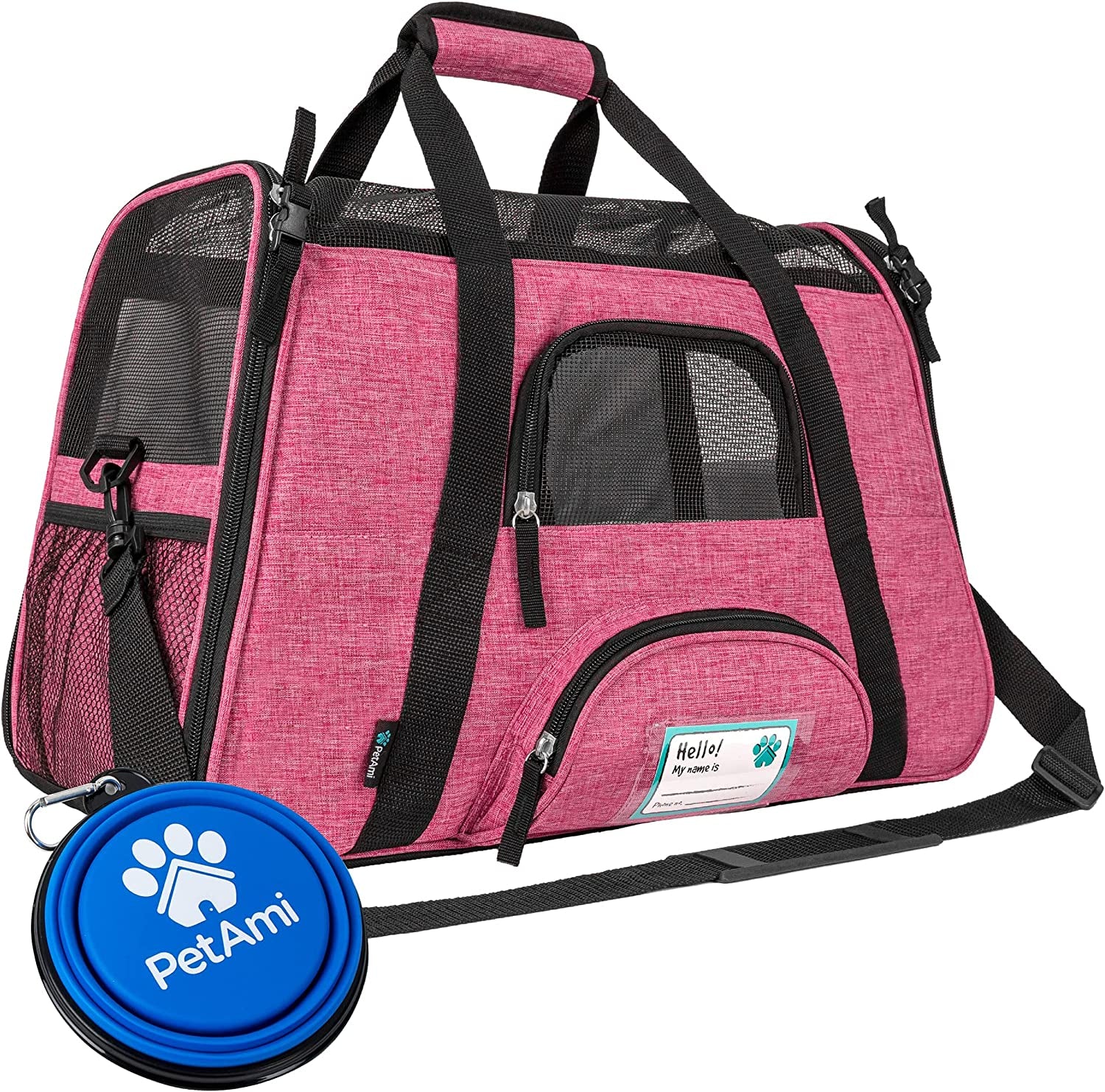 Airline Approved Pet Carrier for Cat, Soft Sided Dog Carrier for Small Dog, Cat Travel Supplies Accessories Indoor Cat, Ventilated Pet Carrying Bag Medium Large Kitten Puppy, Large Heather Pink