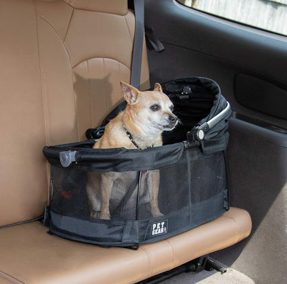 No-Zip View 360 Pet Safety Carrier & Car Seat for Small Dogs & Cats Push Button Entry,Available in 7 Colors,View 360 20-Inch,Black