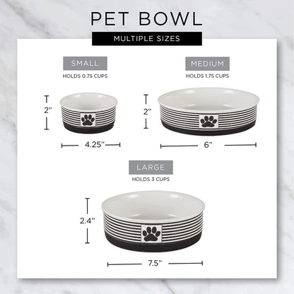 Paw & Patch Ceramic Pet Collection, Large Set, 7.5X2.4", Nautical Blue, (Pack of 2)